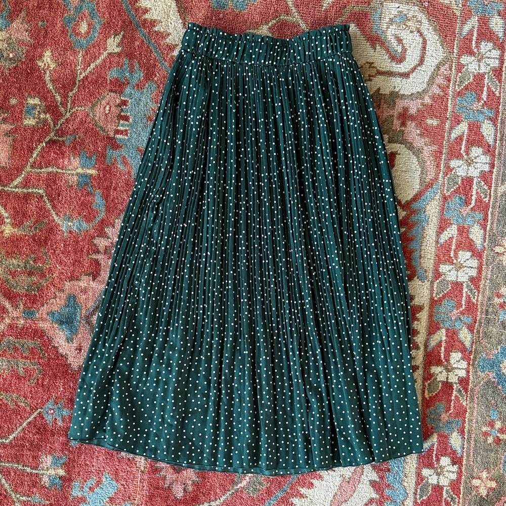 Green Polka Dot A-Line Skirt